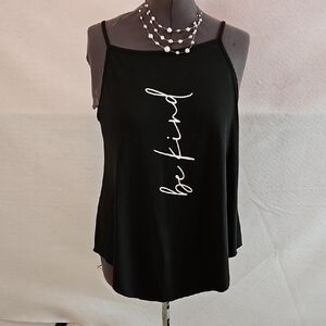 Black Sleeveless Top with 'Be Kind' Print